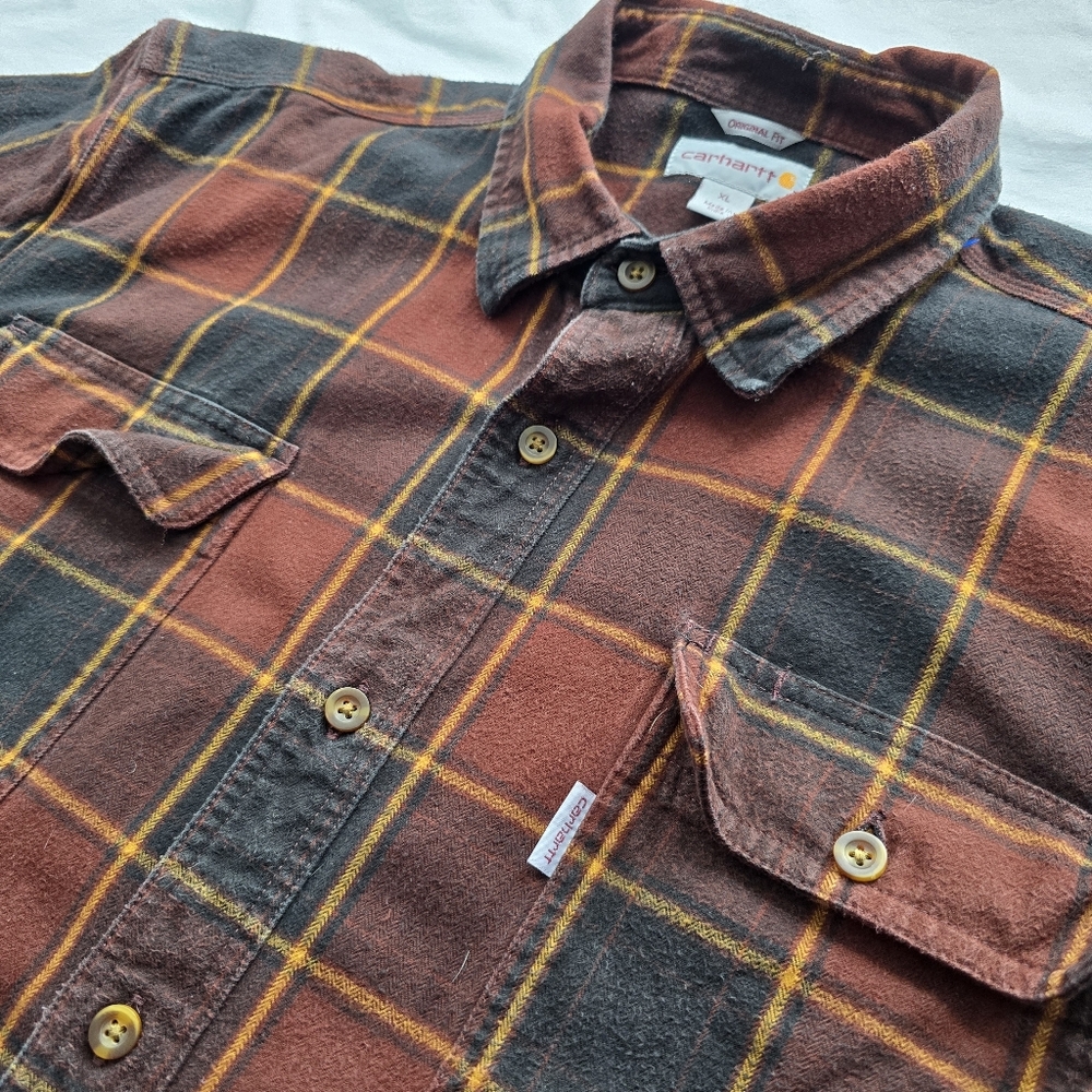 Carhartt Original Fit Plaid Flannel Shirt XL Heavy Cotton